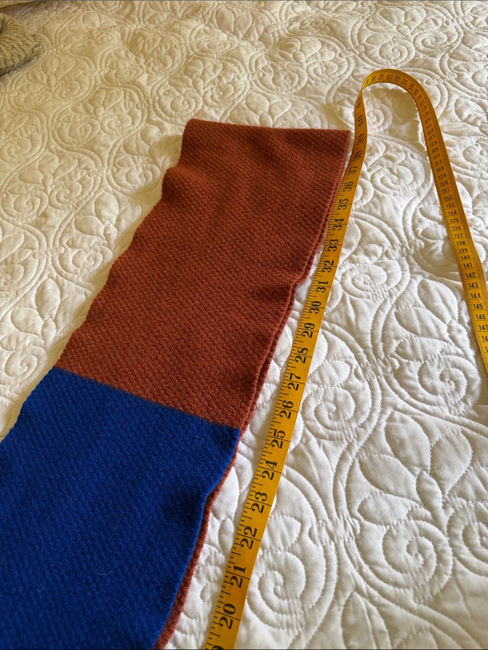 Women’s - Rust & Blue and pink lambswool scarf . Made in UK